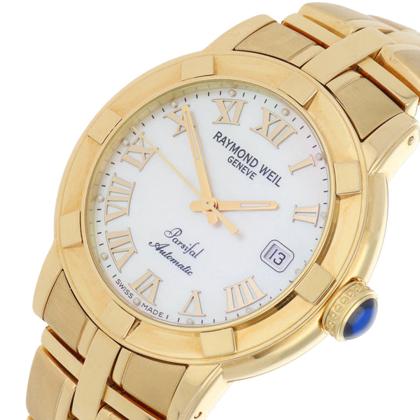 Reloj Raymond Weil para caballero modelo Parsifal en oro amarillo 18 kilates.