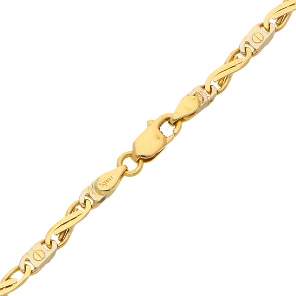 Collar hechura italiana facetado en oro dos tonos 14 kilates.