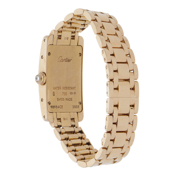 Reloj Cartier para dama modelo Tank Americaine en oro rosa 18 kilates.