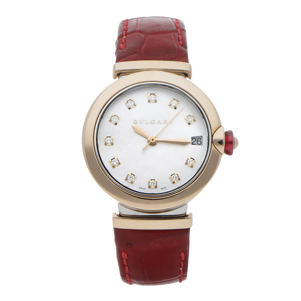 Reloj Bvlgari para dama en acero inoxidable y oro rosa correa piel.