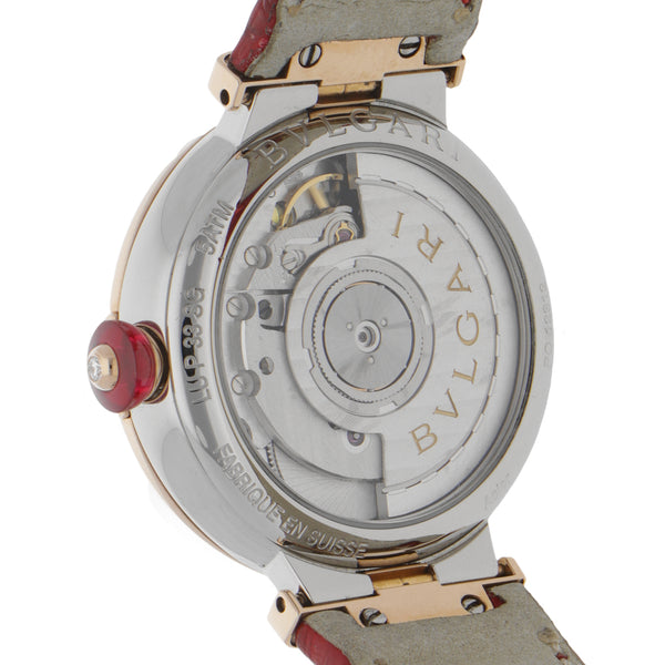 Reloj Bvlgari para dama en acero inoxidable y oro rosa correa piel.