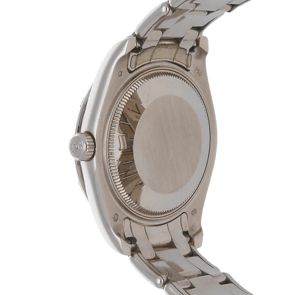 Reloj Rolex para dama modelo Oyster perpetual DateJust en oro blanco 18 kilates.