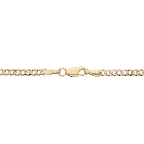 Pulsera eslabón barbado diamantado y anillo con circonias en oro amarillo 14 kilates.