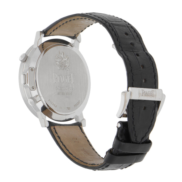 Reloj Piaget para caballero modelo Altiplano Double Jeu caja en oro blanco 18 kilates.