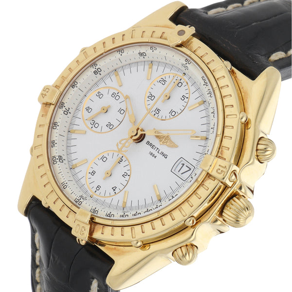 Reloj Breitling para caballero modelo Chronomat caja en oro amarillo 18 kilates.