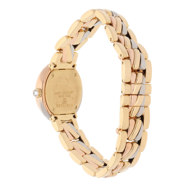 Reloj Cartier para dama modelo Trinity en oro tres tonos 18 kilates.