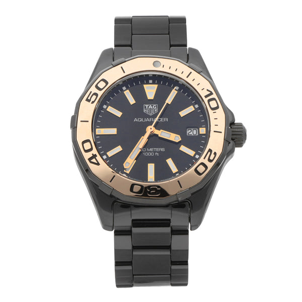 Reloj Tag Heuer para dama/unisex modelo Aquaracer bisel en oro rosa 18 kilates.