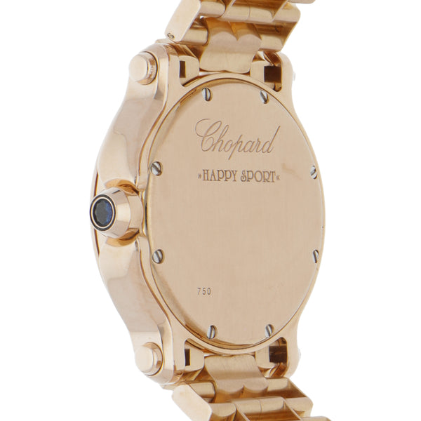 Reloj Chopard para dama modelo Happy Sport en oro rosa 18 kilates.