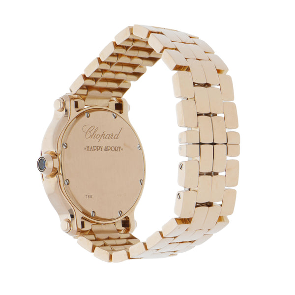 Reloj Chopard para dama modelo Happy Sport en oro rosa 18 kilates.