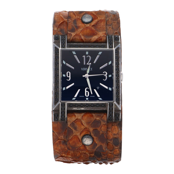 Reloj Versace para dama/unisex en acero esmalte correa piel.