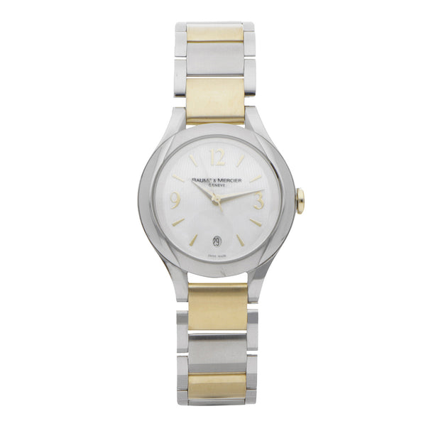 Reloj Baume & Mercier para dama en acero inoxidable vistas oro.