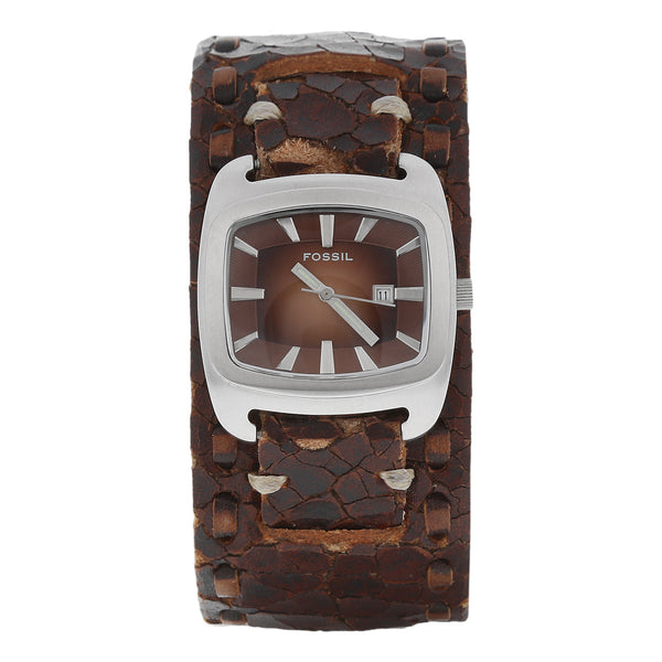 Reloj Fossil para dama en acero inoxidable correa piel.