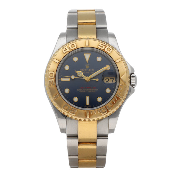 Reloj Rolex para caballero modelo Yacht Master vistas en oro amarillo.