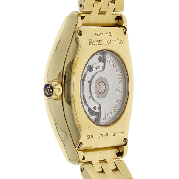 Reloj Ulysse Nardin para dama modelo Michelangelo en oro amarillo 18 kilates.