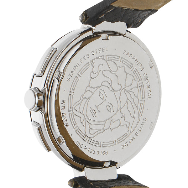 Reloj Versace para caballero en acero inoxidable correa piel.