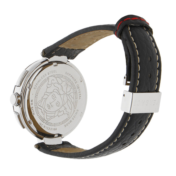 Reloj Versace para caballero en acero inoxidable correa piel.