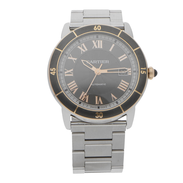 Reloj Cartier para caballero en oro y acero inoxidable.