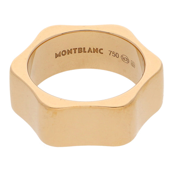 Argolla estilizada firma Montblanc en oro amarillo 18 kilates.