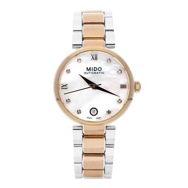 Reloj Mido para dama en acero inoxidable vistas chapa.