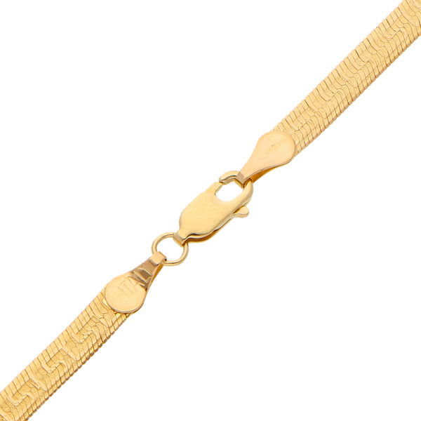 Collar eslabón planchado motivo grecas en oro amarillo 14 kilates.