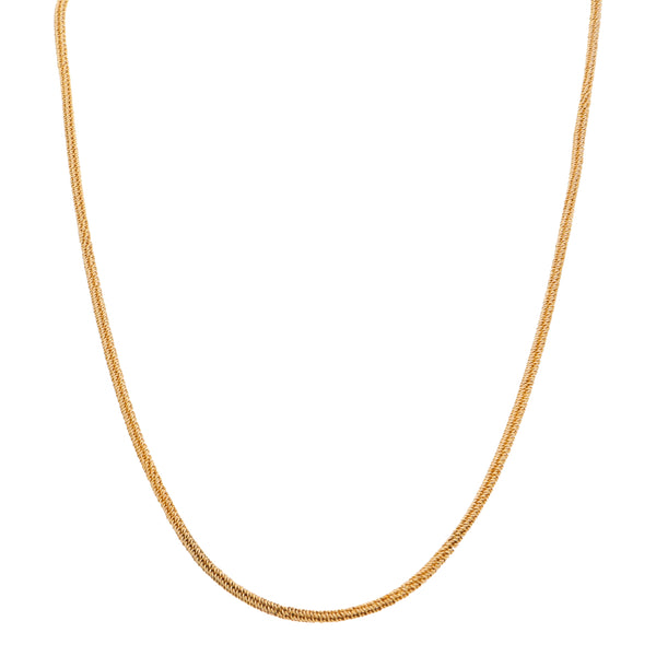 Collar hechura italiana eslabón tejido en oro amarillo 14 kilates.