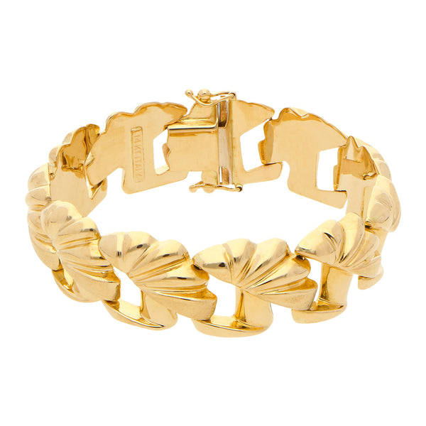 Pulsera eslabón articulado en oro amarillo 14 kilates.