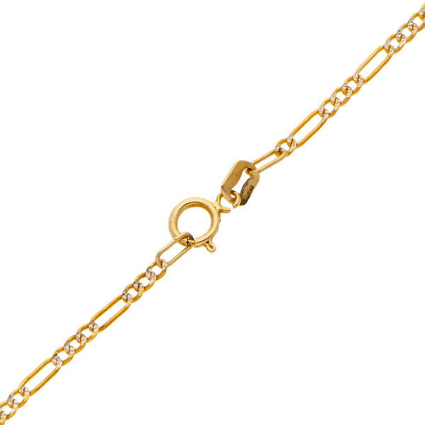 Collar de tres eslabones por uno diamantado crucifijo estilizado en oro dos tonos 14 kilates.