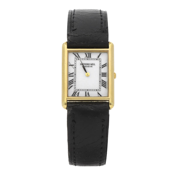 Reloj Raymond Weil para dama en acero chapa correa piel.