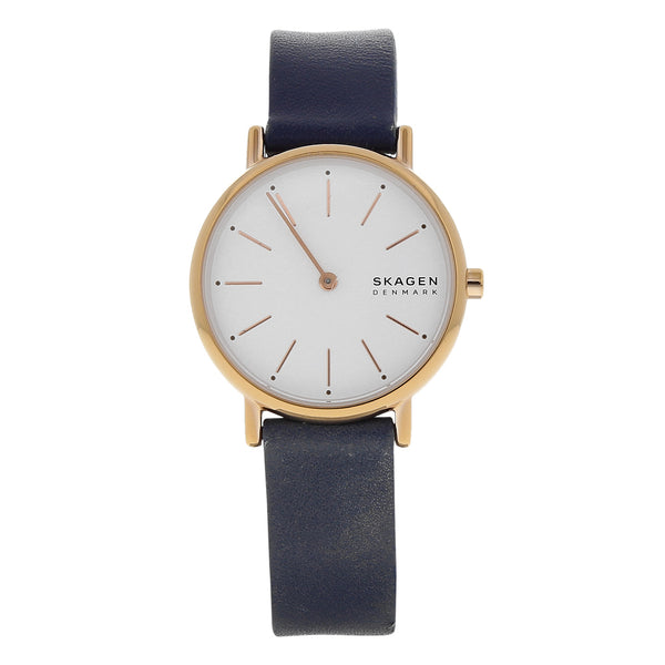 Reloj Skagen para dama/unisex en acero chapa correa piel.