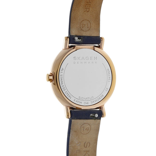 Reloj Skagen para dama/unisex en acero chapa correa piel.