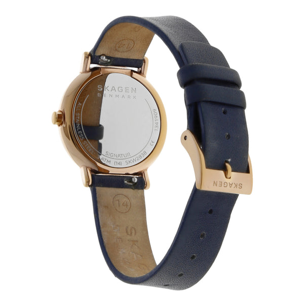 Reloj Skagen para dama/unisex en acero chapa correa piel.