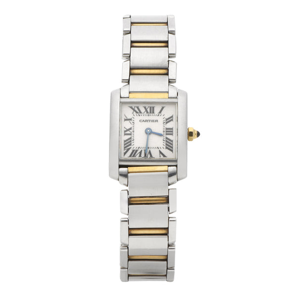 Reloj Cartier para dama en oro y acero inoxidable.