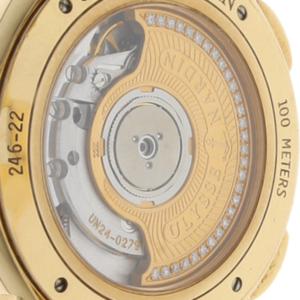 Reloj Ulysse Nardin para dama modelo Dual Time caja en oro amarillo 18 kilates.