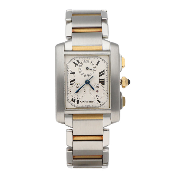 Reloj Cartier para caballero modelo Tank Française vistas en oro amarillo 18 kilates.