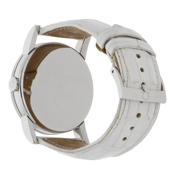 Reloj Omega para dama en acero inoxidable correa piel.