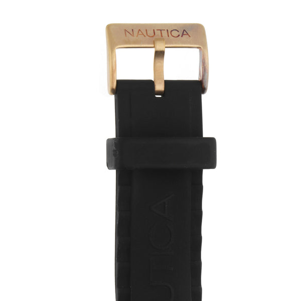 Reloj Nautica para caballero en acero chapa correa silicona.