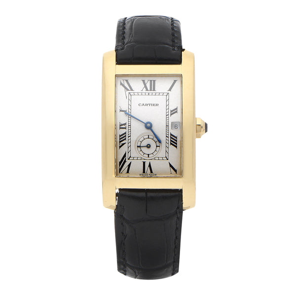 Reloj Cartier para caballero en oro correa piel.