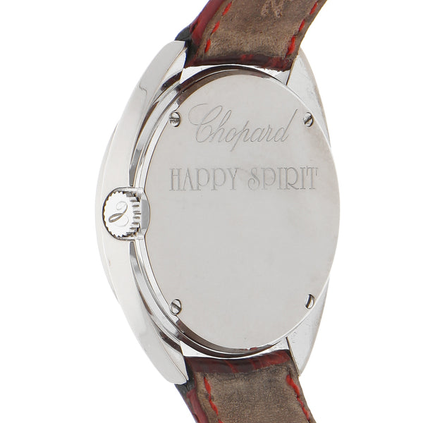 Reloj Chopard para dama modelo Happy Spirit caja en oro blanco 18 kilates.