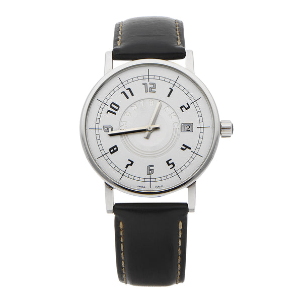 Reloj Montblanc para caballero en acero inoxidable correa piel.