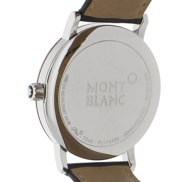 Reloj Montblanc para caballero en acero inoxidable correa piel.