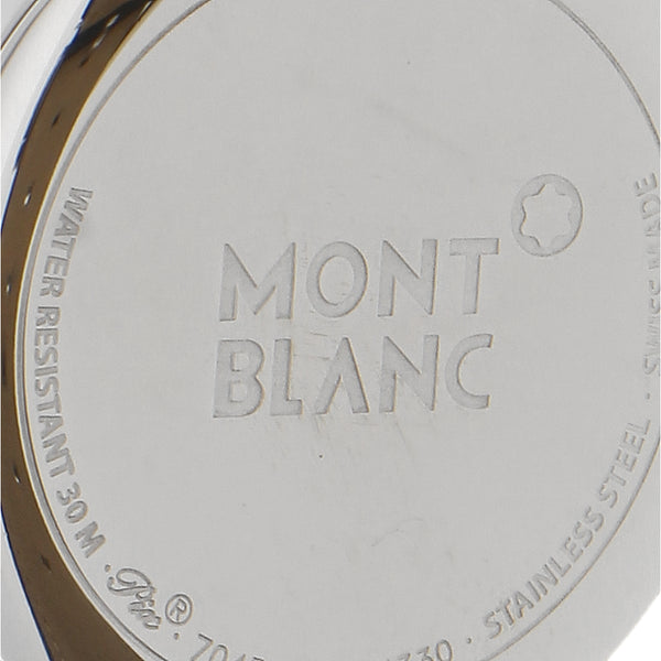 Reloj Montblanc para caballero en acero inoxidable correa piel.