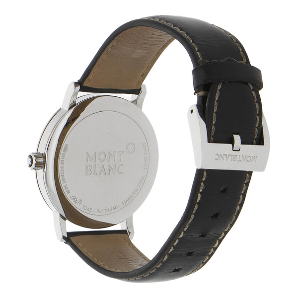 Reloj Montblanc para caballero en acero inoxidable correa piel.