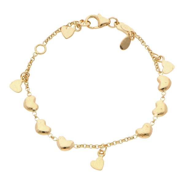 Pulsera motivo corazón en oro amarillo 18 kilates.