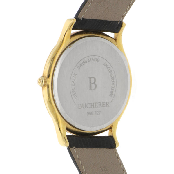 Reloj Bucherer para caballero en acero chapa correa piel.