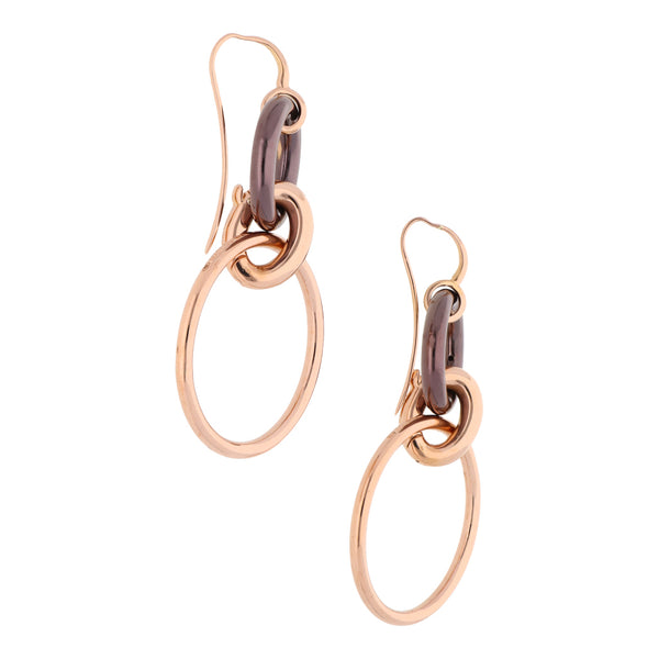 Aretes diseño especial con esmalte firma Mattioli en oro rosa 18 kilates.