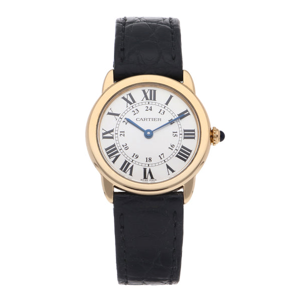 Reloj Cartier para dama en oro y acero inoxidable correa piel.