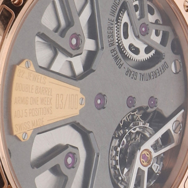 Reloj Armin Strom para caballero modelo Edge Double Barrel caja en oro rosa 18 kilates.