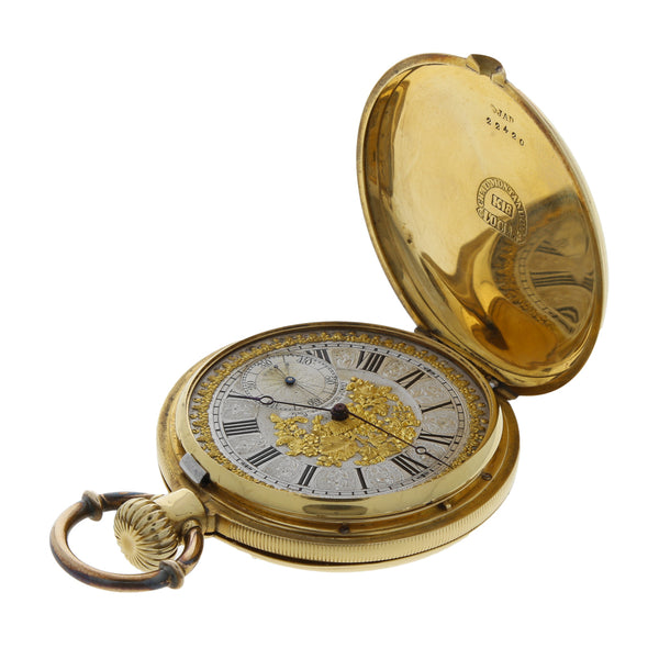 Reloj Montandon Locle de bolsillo en acero chapa y oro amarillo 18 kilates.