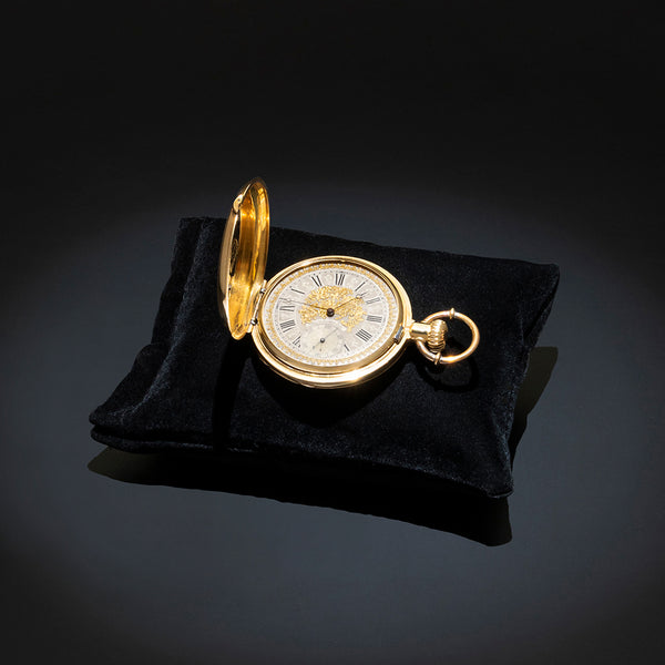 Reloj Montandon Locle de bolsillo en acero chapa y oro amarillo 18 kilates.