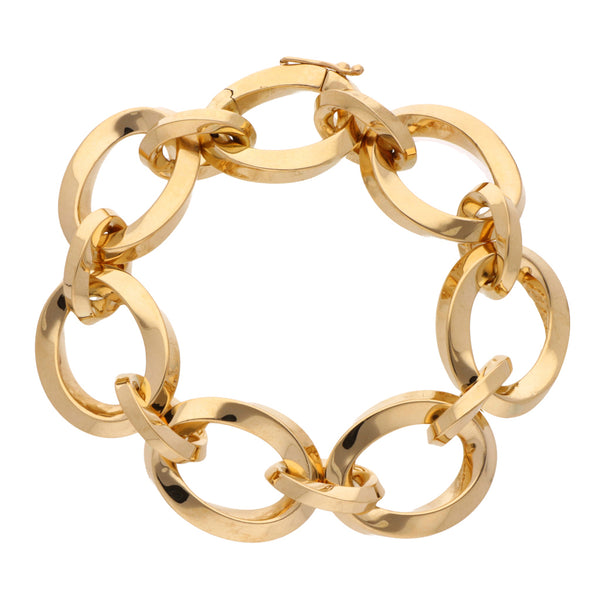 Pulsera eslabón uno por uno cruzado firma Tiffany & Co. en oro amarillo 18 kilates.